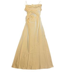 Easy Clothes Yellow Cowl Neck Slip Maxi Dress Small Satin Sleeveless Elegant